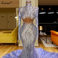 plus size muslim prom dresses with long sleeves pearls feathers evening dresses fashion runaway dresses for women party gowns