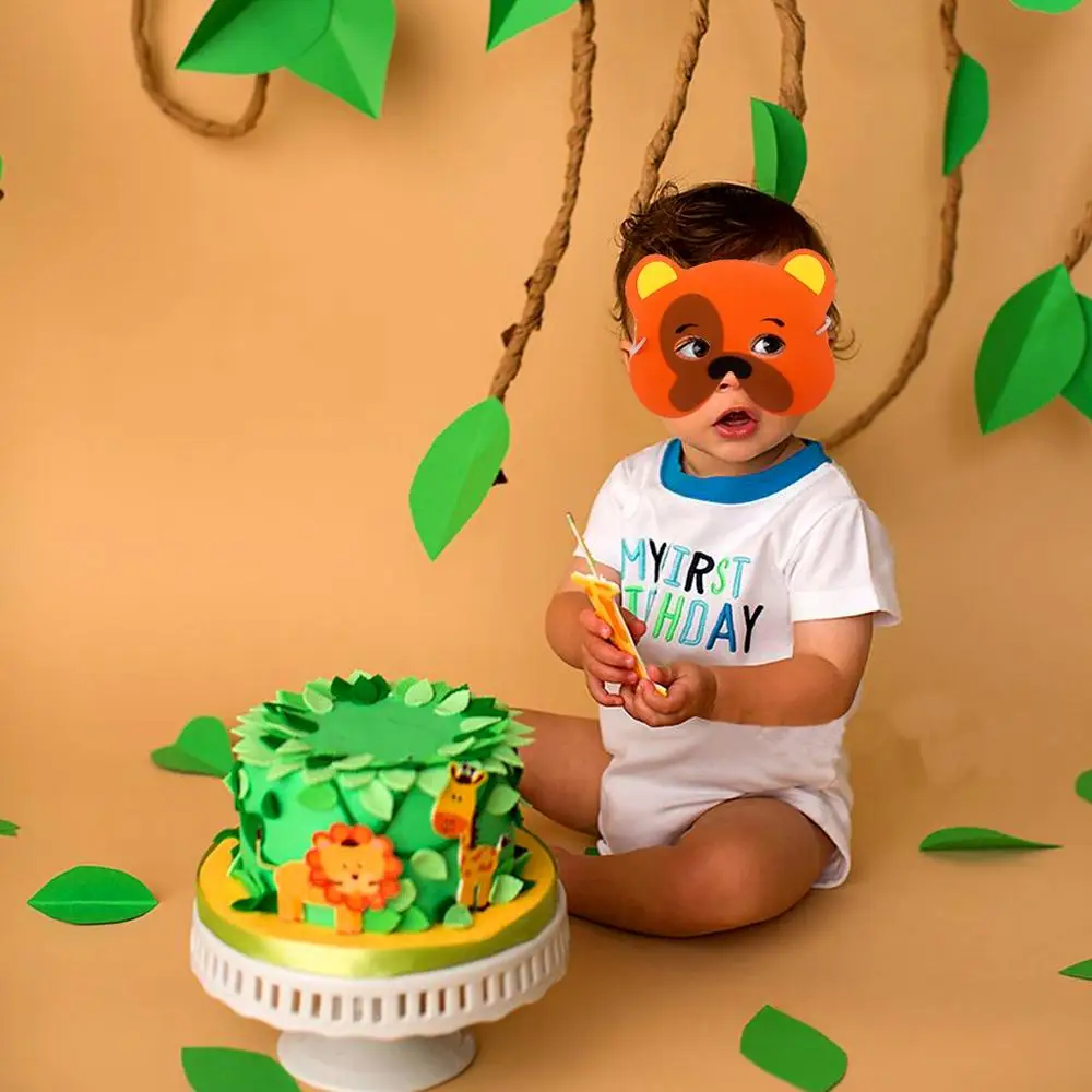 

HUIRAN Safari Animals Cake Topper Cake Accessories Paper Banner Jungle Party Decorations Safari Party Decor Jungle Animals Baby