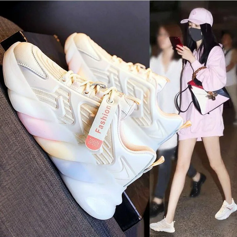 

New Spring Women's Sneakers Casual Shoes Color INS Mesh Shoes Breathable Mesh Sneakers