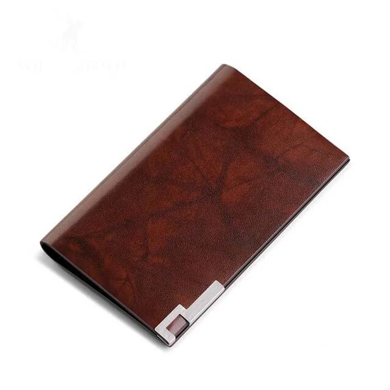 Men wallet  Fashion 100% Real Leather Card Holder Metal Wallet Credit Card Case PL185142