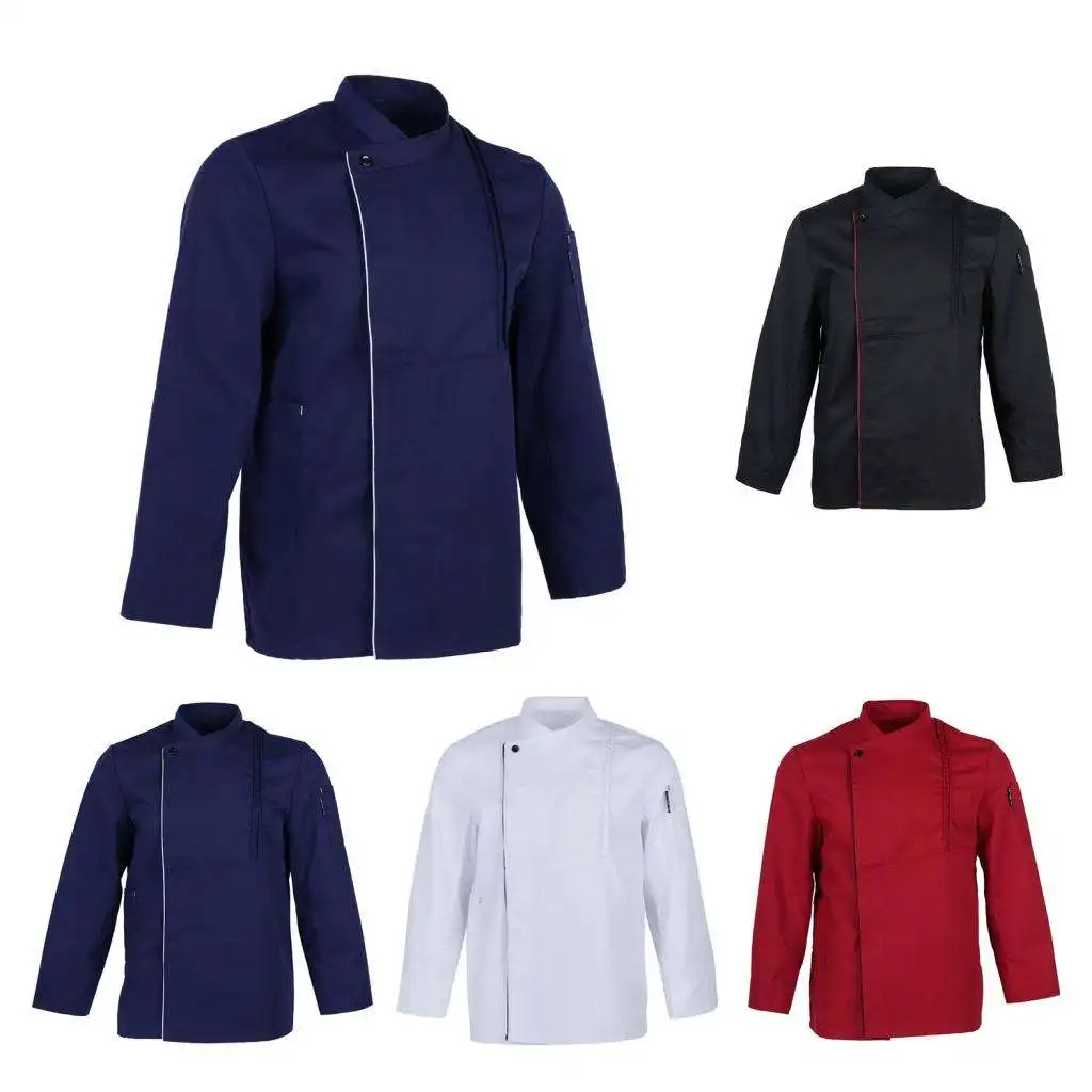 

Men Women Long Sleeves Chef Uniform Cook Jacket Hotel Food Service Work Wear