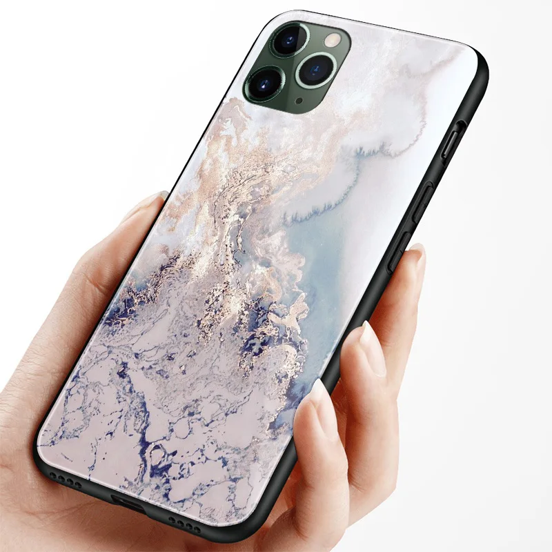 Натуральный керамический гранит мрамор coque закаленное стекло Мягкий силиконовый чехол для телефона оболочка для iPhone 6 6s 7 8 Plus X XR XS 11 Pro MAX