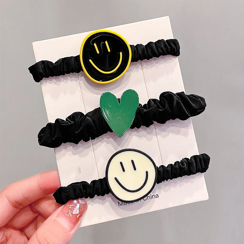 

New Women Cute Cartoon Smiley Cat Elastic Hair Bands For Girls Lovely Ponytail Hold Hairbands Scrunchie Fashion Hair Accessories