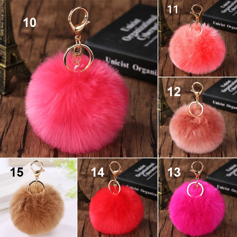 Большой брелок с помпоном из натурального кроличьего меха 8 см - купить по