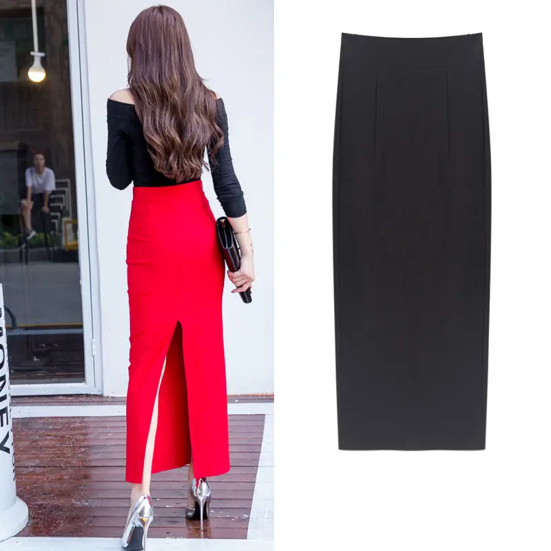 

2021 Autumn Elegant Office Lady Skirt Women Vintage Solid Bodycon High Waist Skinny Skirts Female Back Split Pencil Skirts Z622