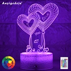 Новейший детский ночник, 3D светодиодный Ночной светильник, креативный Настольный прикроватный светильник, романтический двойной светильник в форме сердца для детей и девочек, украшение для дома, подарок