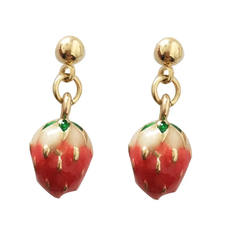 

Strawberry Cute Earrings For Women Fashion Jewelry 2020 Small Red Enamel Earrings For Kids Gifts For Women Korean Fashion