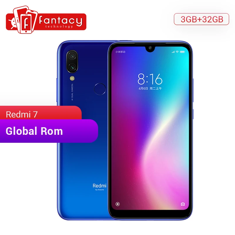 Xiaomi Redmi 7 с глобальной ПЗУ 3 Гб ОЗУ 32 Восьмиядерный процессор Snapdragon 632 двойная