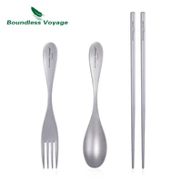 boundless voyage titanium spoon fork chopsticks outdoor camping ultralight cutlery set for soup meal portable reusable tableware