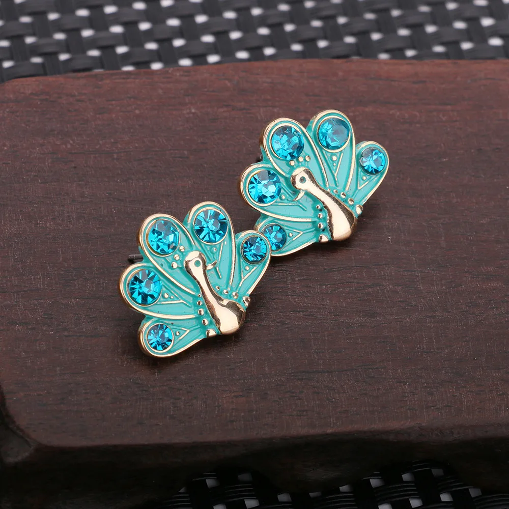 Креативные серьги гвоздики с павлиньими кристаллами для женщин модные ювелирные