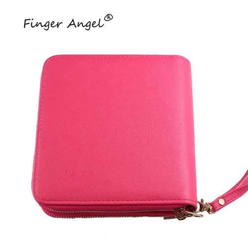 Finger Angel 192 слотов из искусственной кожи дизайн ногтей тиснение двойной слой изображения пластины чехол/папка держатель для тарелок сумка для хранения# HQ067 - Цвет: ROSE RED