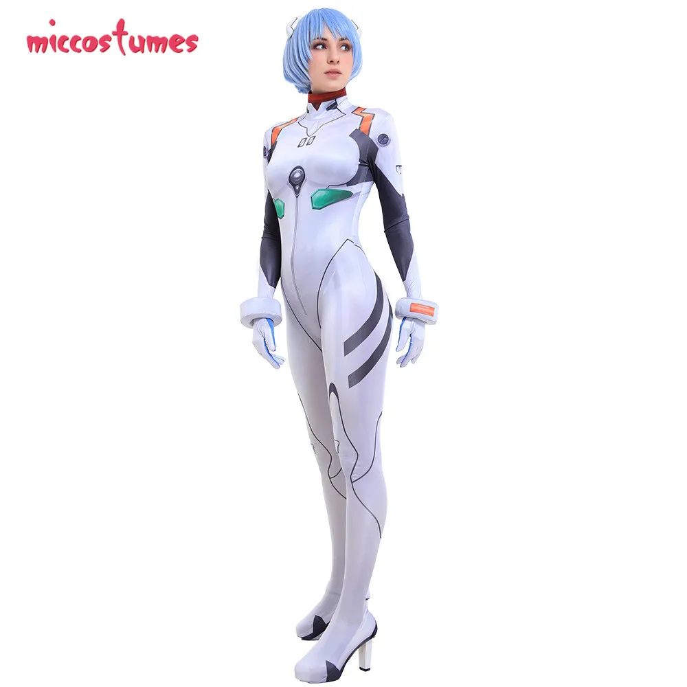 EVA Rei Ayanami Cosplay Costume 3D Printed White Bodysuit Jumpsuit for Halloween image 3