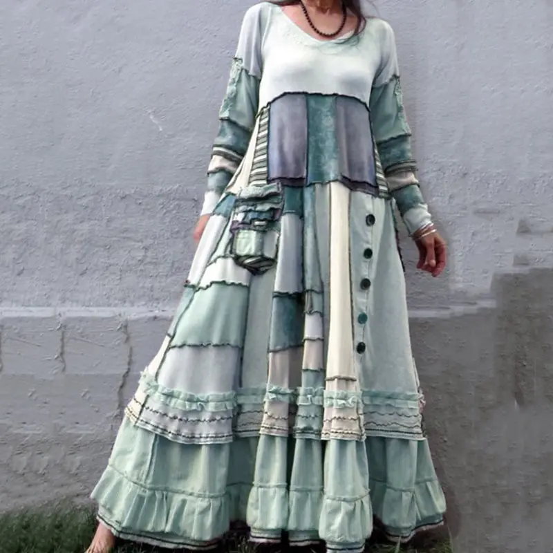 Новинка 2019 женские платья Осень-зима винтажный принт повседневное длинный рукав