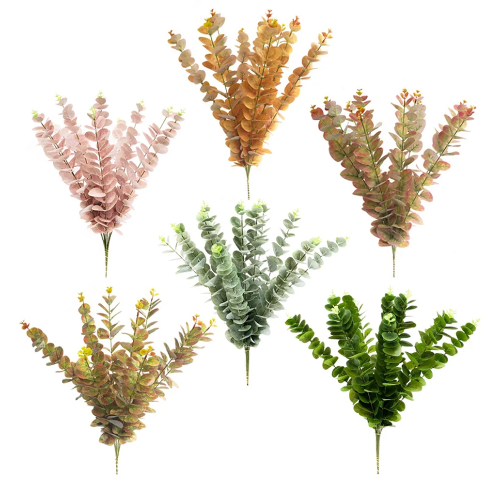 60pcs 4 шт. искусственный эвкалипт лист ПВХ Цветочный стволовых искусственной зелени эвкалипта лист для Свадебная вечеринка коробки и шкатулки декоративные ручной работы Поддельные растения - Цвет: 60pcs