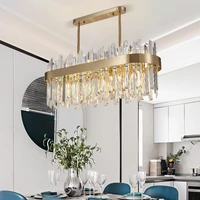 luxury crystal chandelier dining room modern led home decor kitchen island lamp rectangle creative gold design indoor lighting
