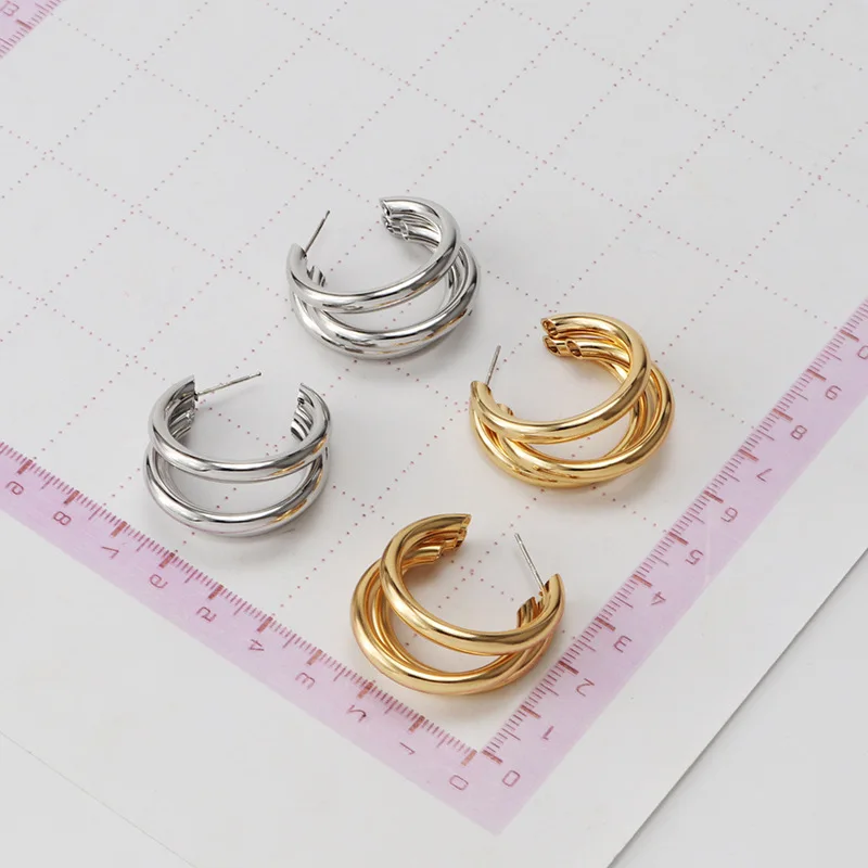 

Серьги-кольца Многослойные игольчатые для женщин и девушек S925, антиаллергенные, в европейском стиле