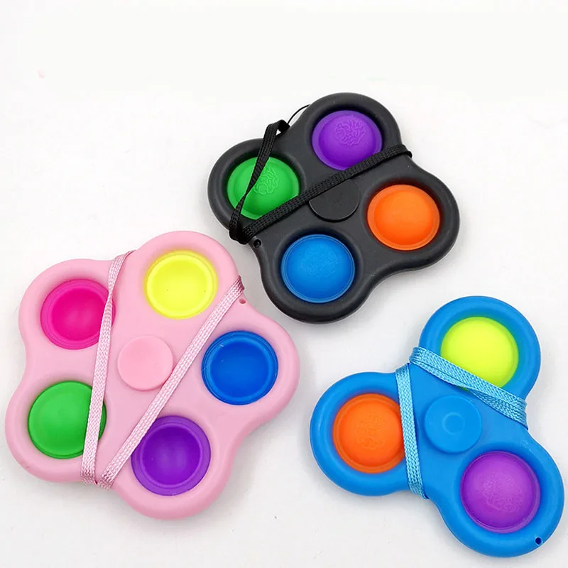 

Push Bubble Fidget Spinner Keychain Colorful Simple Dimple Finger Spinner Toys Flip Sensory Squeeze Office Desk Toy for Kid