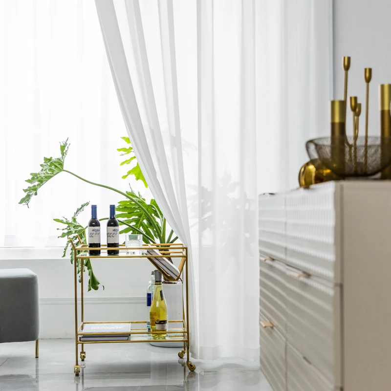 

White Tulle Curtains for Living Room Decoration Modern Chiffon Solid Sheer Voile Kitchen Curtain