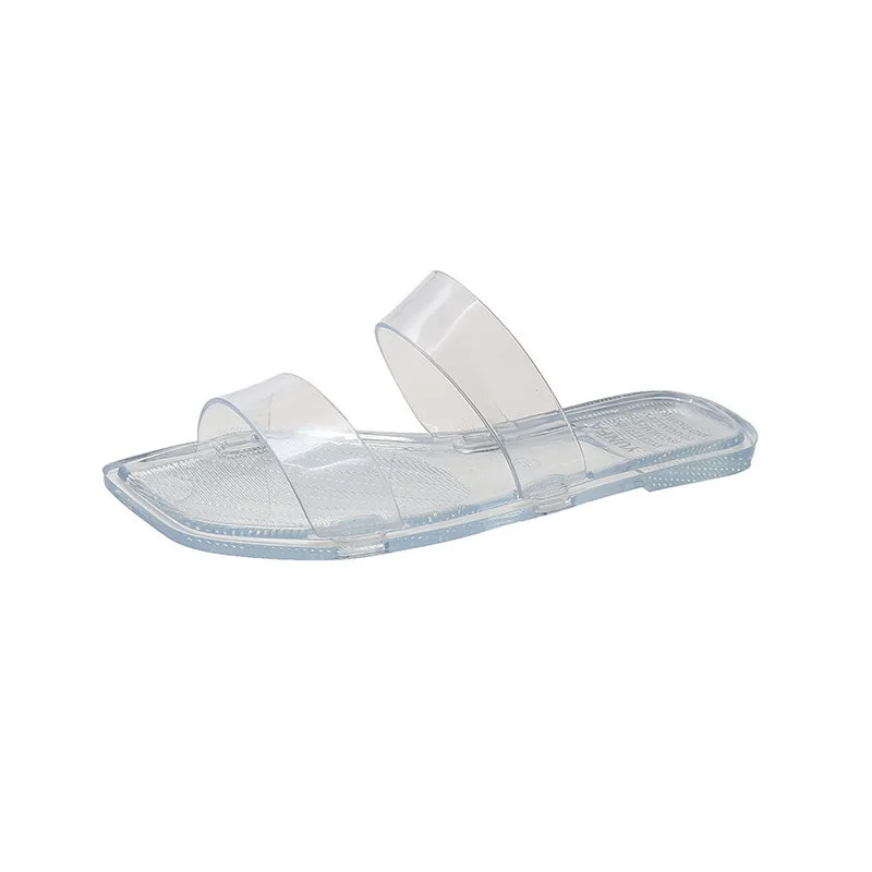 

Candy Color Transparent Square Toe Sandals Women's Summer Fashion Outerwear 2021 New Open Toe Flat Sandals A953