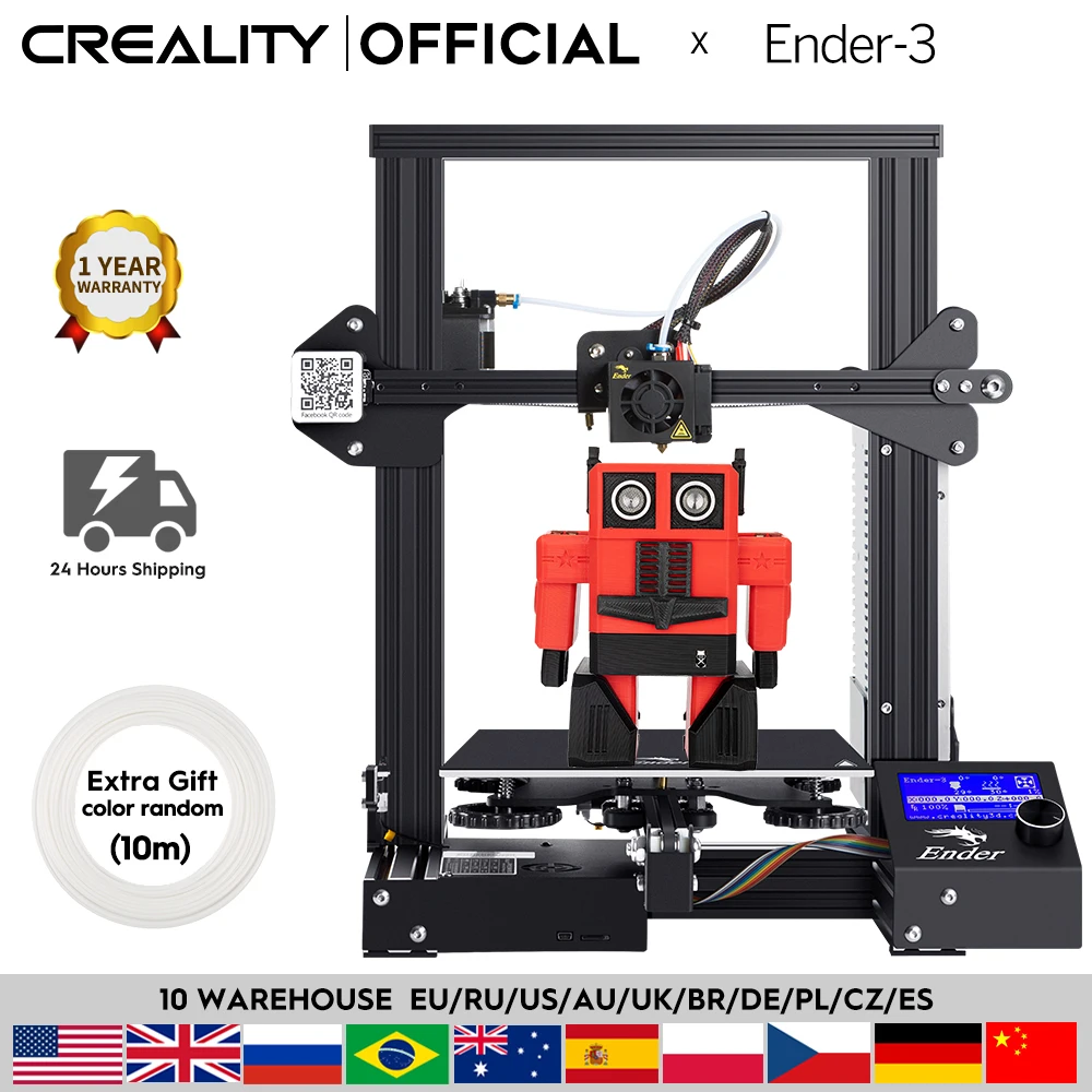 3D принтер CREALITY Printer Ender 3/Ender 3X улучшенное закаленное стекло V слот функция