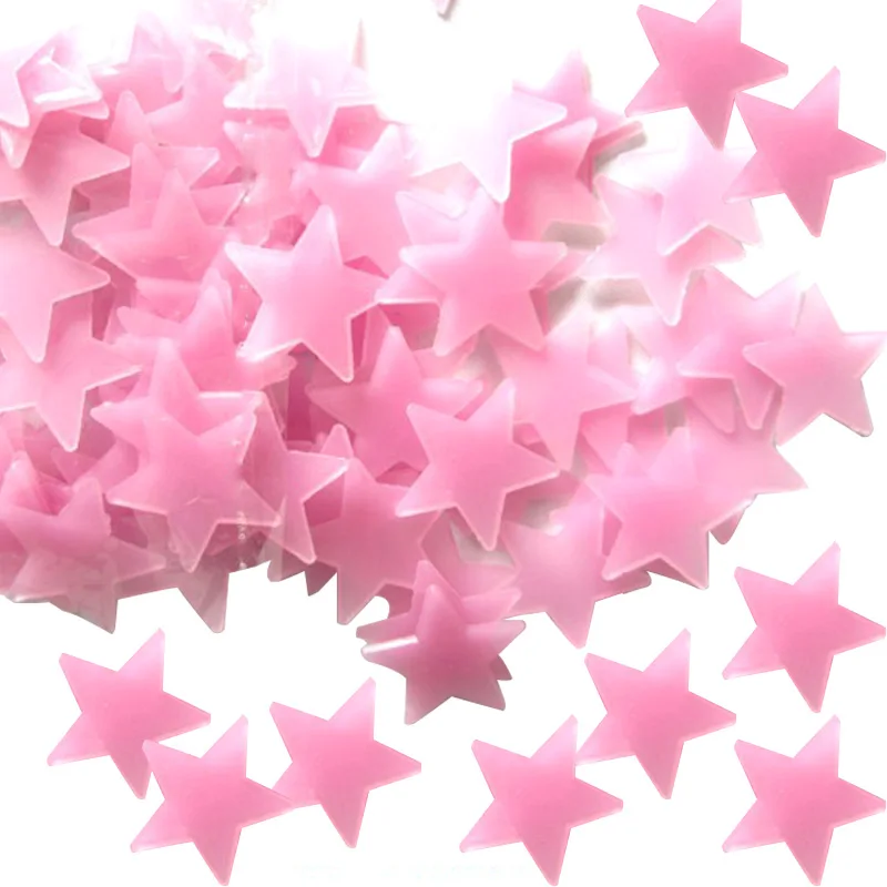 

100pcs Home Decor Wall Decals Glow Color Stars Luminous Fluorescent Wall Stickers for Kids Nursery Rooms BOM666