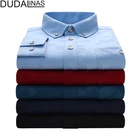 Модная повседневная мужская рубашка Dudalinas из 40% хлопка, приталенная, деловая Мужская классическая рубашка, мужская одежда