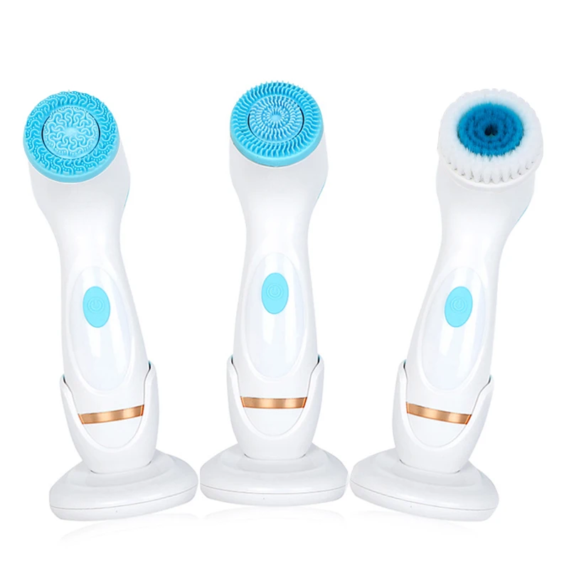 

NEW Electric Facial Cleansing 3 Brush Spa Pore Cleanser Galvanic Waterproof Facial Cleansing Spin Brush Remove Blackhead Machine