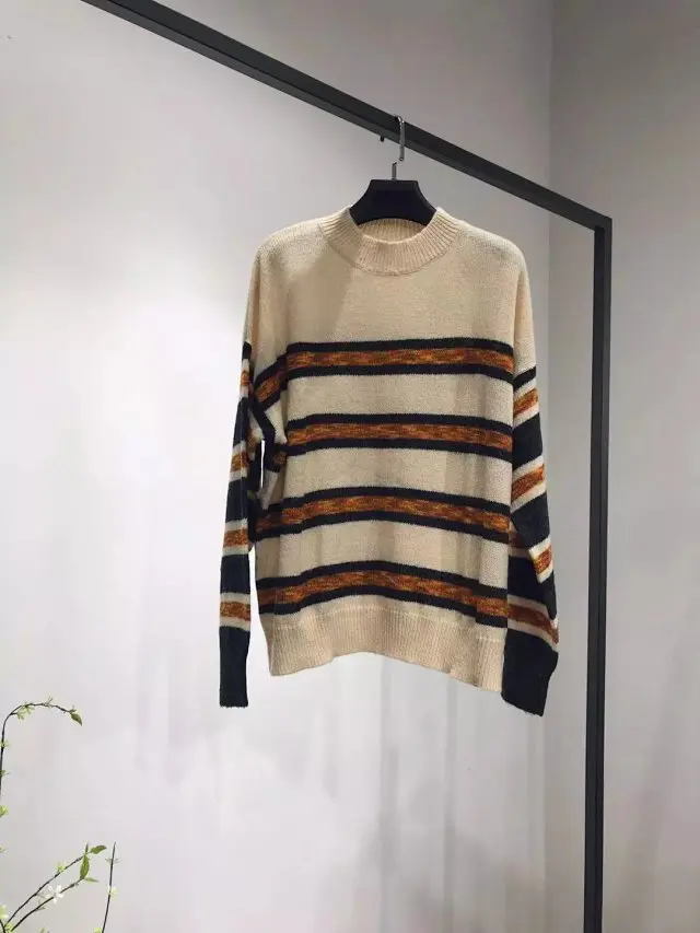 Женский свитер из смеси мохера с длинным рукавом и круглым вырезом пуловер в