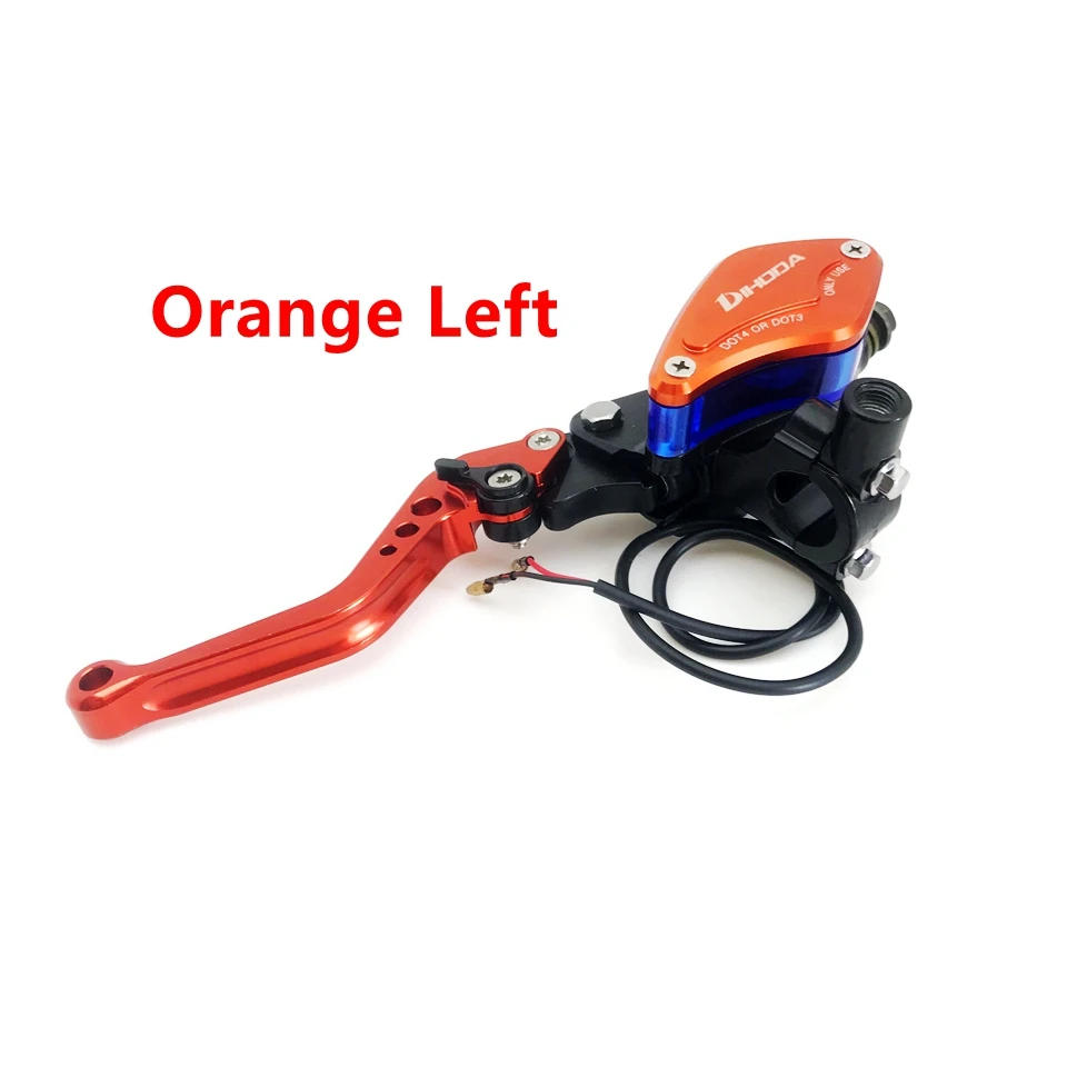 Orange Left Мотоцикл 7/" 22 мм с M10 зеркальное отверстие сцепления Главный цилиндр тормозного насоса поршень 14 мм рычаги тормоза сцепления гидравлическая ручка - Цвет: Orange Left