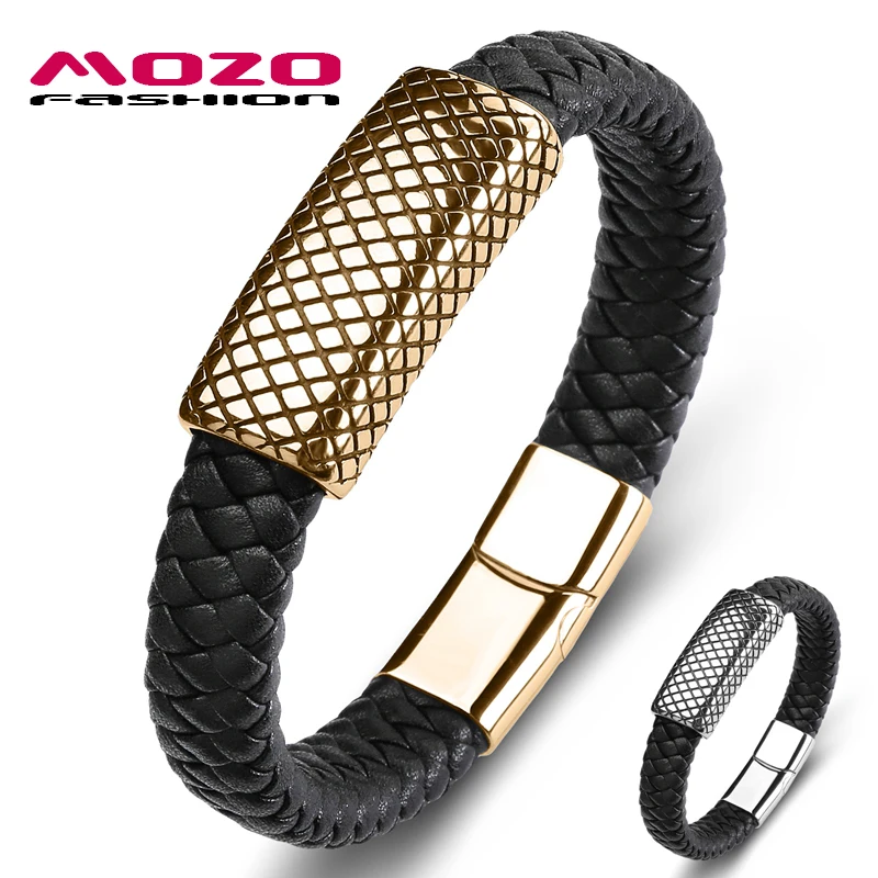 2020 мужские браслеты классического формата кожа нержавеющая сталь простые