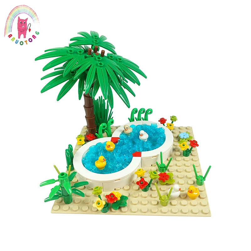 

MOC City Duck Farm Plants Parts Assemble Building Blocks Bricks Accessories Swimming Pool Compatible Block Toy DIY Children Gift