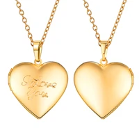 collare love heart photo locket necklaces pendants goldsilver color i love you wholesale necklace women p258