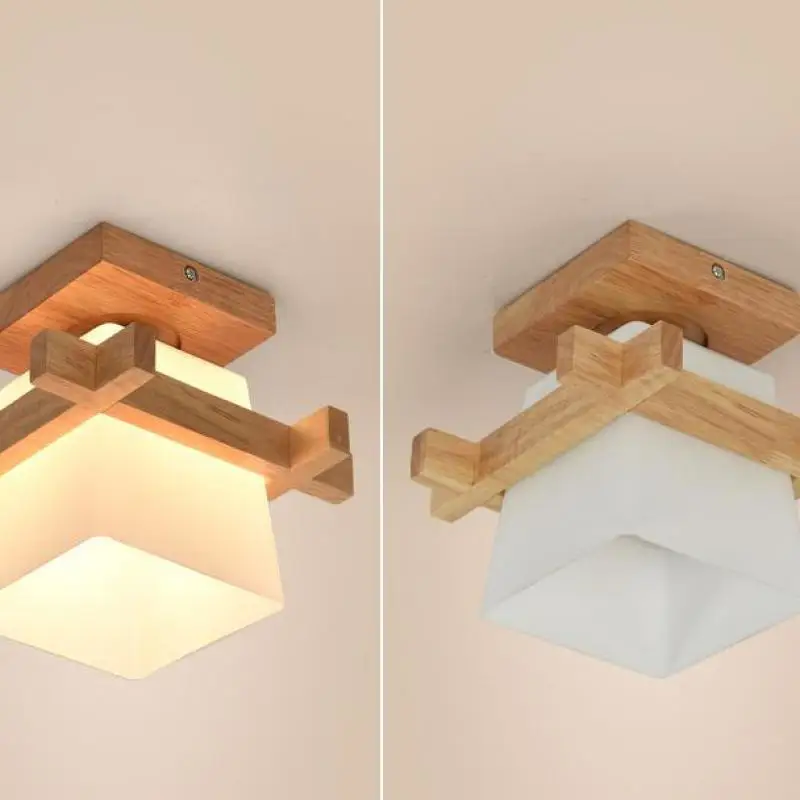 Скандинавские деревянные стеклянные потолочные светильники деревянный