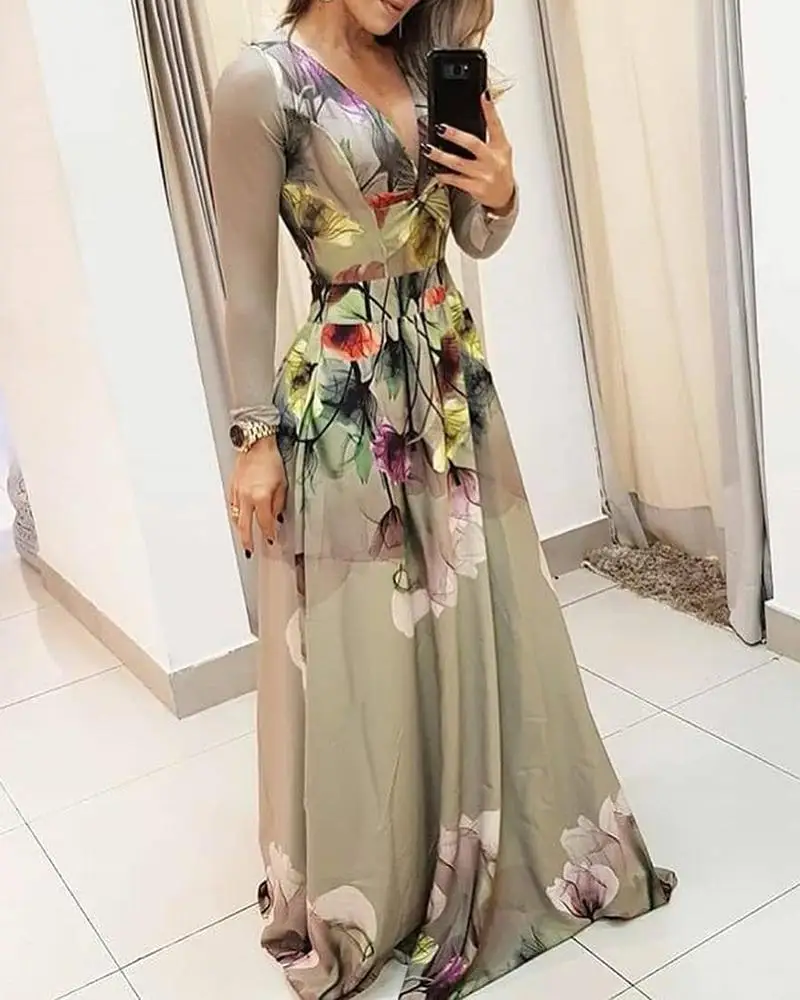 2019 элегантное модное женское платье макси Повседневные Вечерние шифоновые