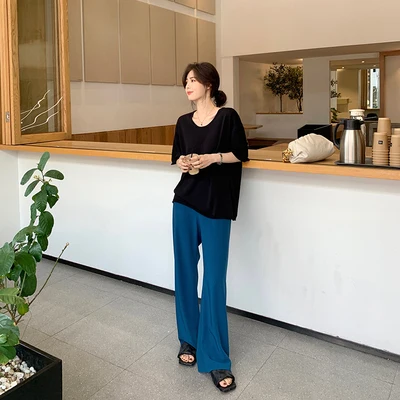 

Pants women's trousers ninth pants spring and autumn all-match casual comfortable sports loose blue