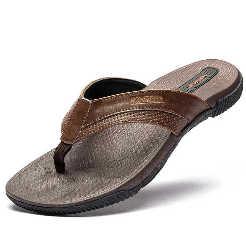 Coslony/мужские кожаные шлепанцы Сезон лето Пляжные вьетнамки для мужчин