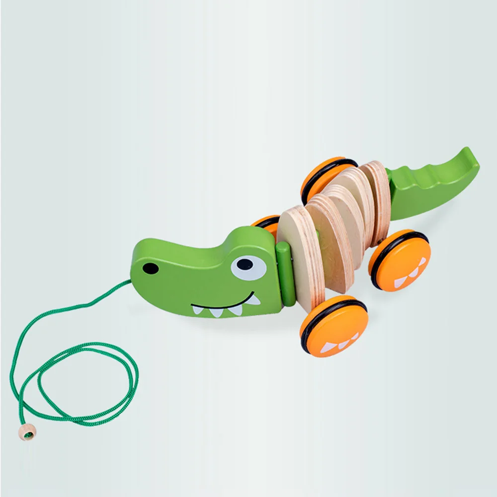Walk A Long Croc Dog деревянная игрушка для малышей тянущаяся детей щенков раннего