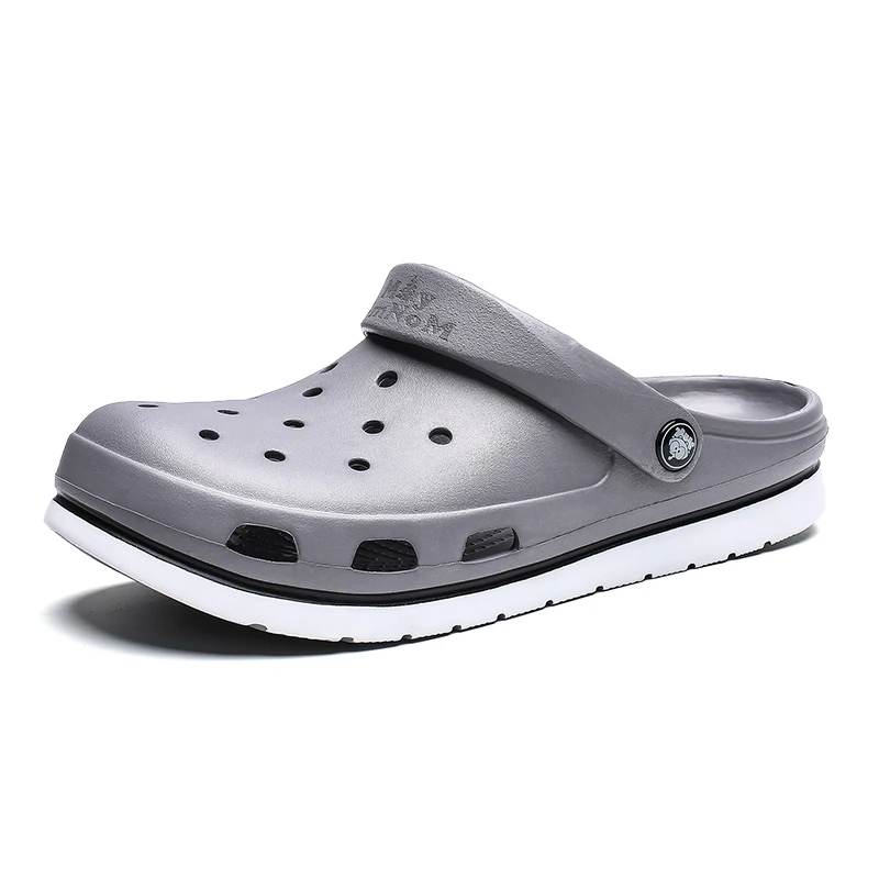 gray Crocse Crocks/мужские сандалии для бассейна; летняя Уличная обувь для пляжа; мужские садовые Сабо без застежек; Повседневная водонепроницаемая обувь для душа; Crock - Цвет: gray