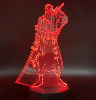 Одна деталь 3D светодиодный Ночной светильник 7 цветов Изменение лампа Луффи Зоро