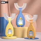 Детская зубная щетка U-образной формы, 360 градусов, Детская Мягкая Силиконовая зубная щетка, детский инструмент для ухода за зубами и ротовой полостью, детская зубная щетка