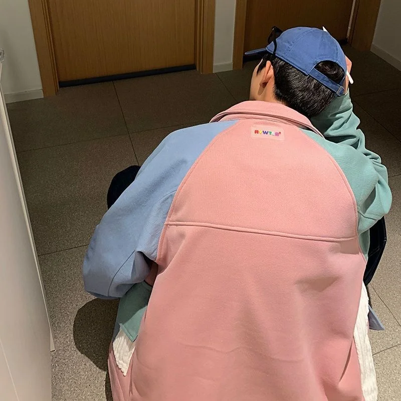 Куртка мужская Вельветовая в стиле пэчворк винтажный пиджак с цветными блоками и