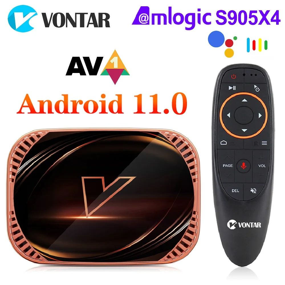 Caixa de tv Wifi Duplo 4k 60fps Av1 Google Player Youtube Media Vontar x4 Android 11 Amlogic S905x4 4gb 128gb 32 64gb 1000m