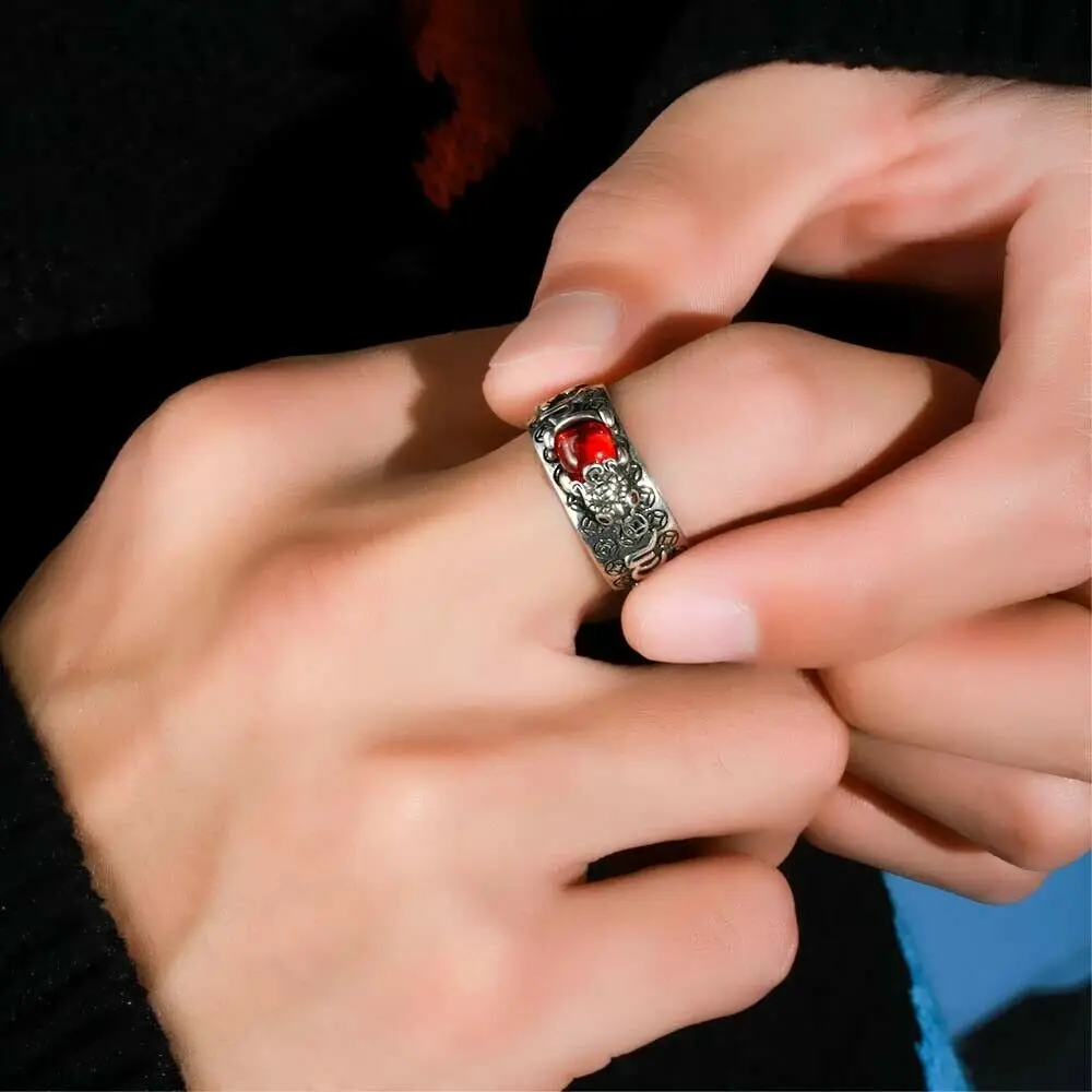 

Vintage Pixiu Charms Ring Unisex Adjustable Women Men Feng Shui Jewelry Amulet Protection Lucky Wealth Buddhist Retro Rings