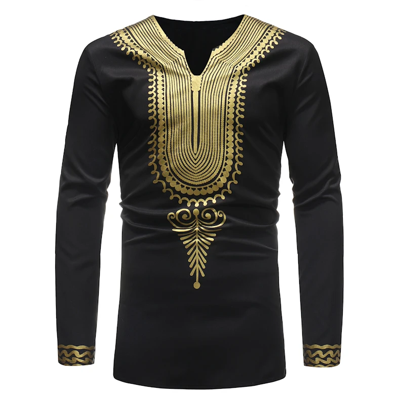 Рубашка Dashiki с Африканским принтом Мужская Свадебная рубашка длинным рукавом