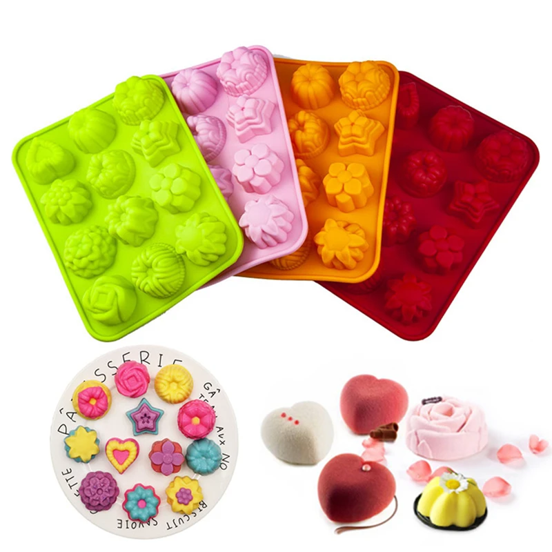 

12 Hole Flower Shape Silicone Mold Cake Decorating Tools DIY Chocolate Candys Mould Confectionery Equipment Baking Accessories
