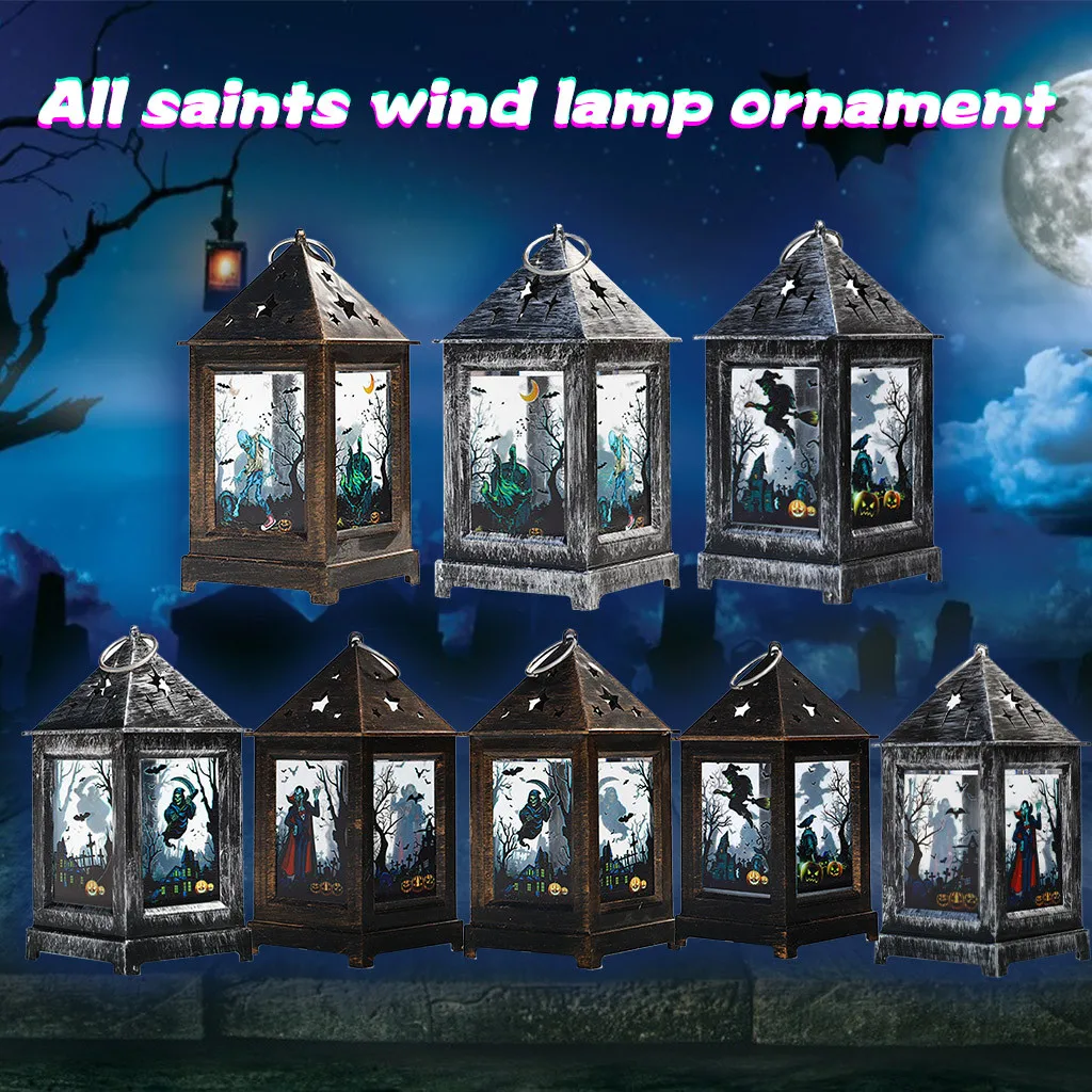 Хэллоуин светильник украшения праздничного стола Witchs фонарь летучая мышь ретро