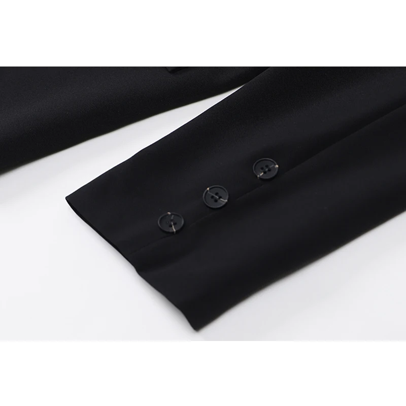 

Single Breasted Basic Blazer Jacket Black Long Sleeve Notched Collar Vintage OL Oversized Coat Korean Streetwear Solid Outerwear