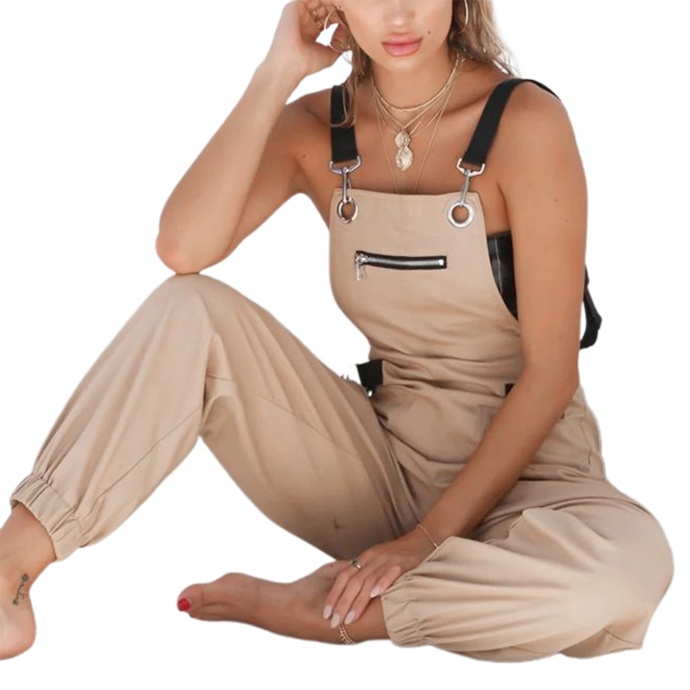 

Woman Cotton Jumpsuit Dungarees Loose Sleeveless Playsuit Overalls Cargo Harem Pants Streetwear Fall Casual Outfit For Ladies