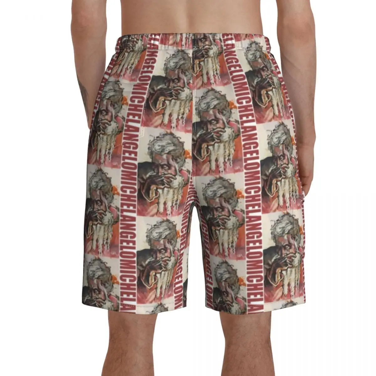 

Michelangelo Board Shorts Men Beach Swimming Trunks Polyester Funny Swim Trunks