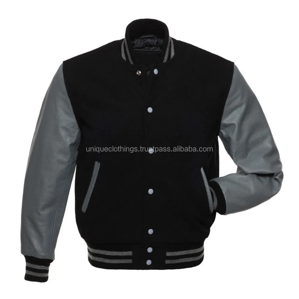 

Letterman Varsity Jacket,Woolen body with leather sleeves Baseball jacket